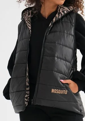 Vicky - Black zebra printed sleeveless jacket