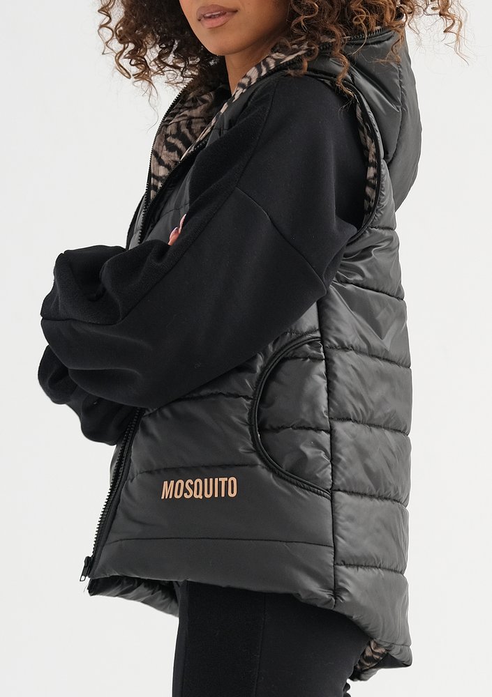 Vicky - Black zebra printed sleeveless jacket