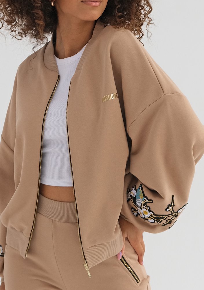 Kindy - Latte beige embroidered sweatshirt