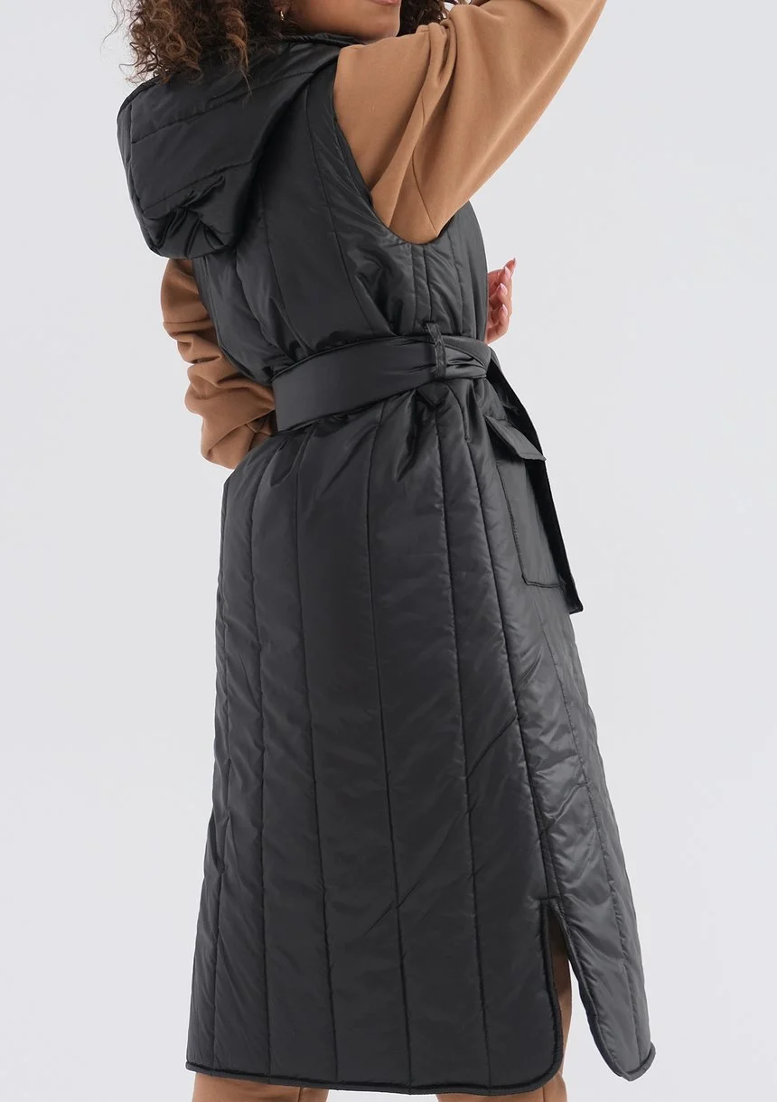 Maren - Black midi sleeveless jacket