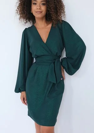 Noemi - Sukienka mini z połyskiem Zielona