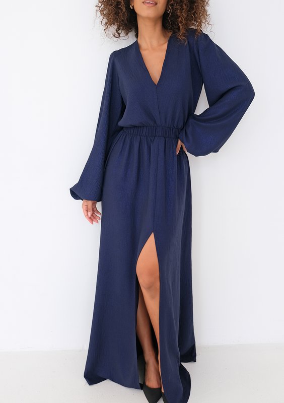 Adele - Shiny navy blue maxi dress