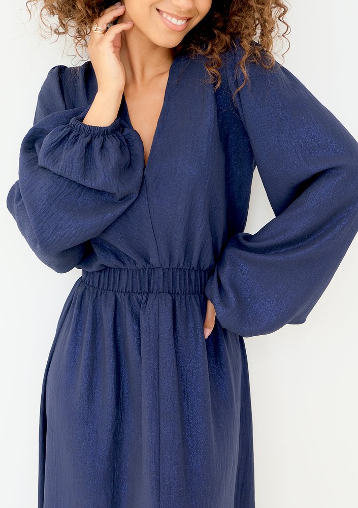 Adele - Shiny navy blue maxi dress