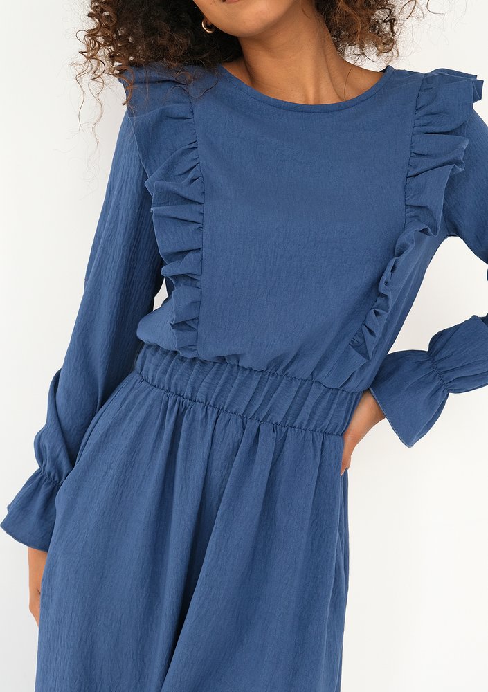 Olena - Blue midi dress with frills