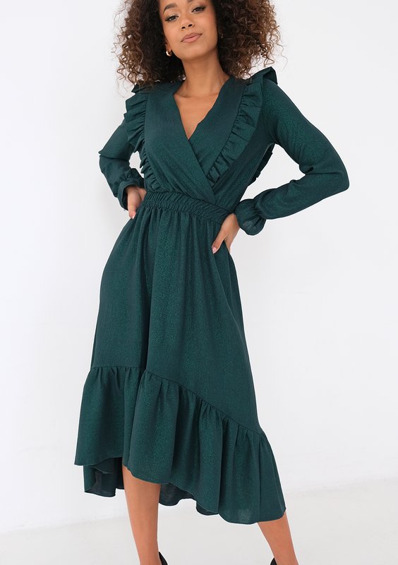 Verena - Green midi dress with frills