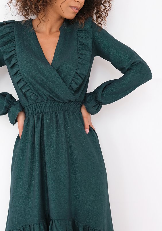 Verena - Green midi dress with frills