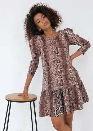 Matea - Sukienka z falbanką Snake Print