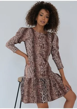 Matea - Snake printed dress with a frill