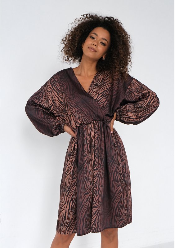 Irene - Sukienka midi Brown Zebra