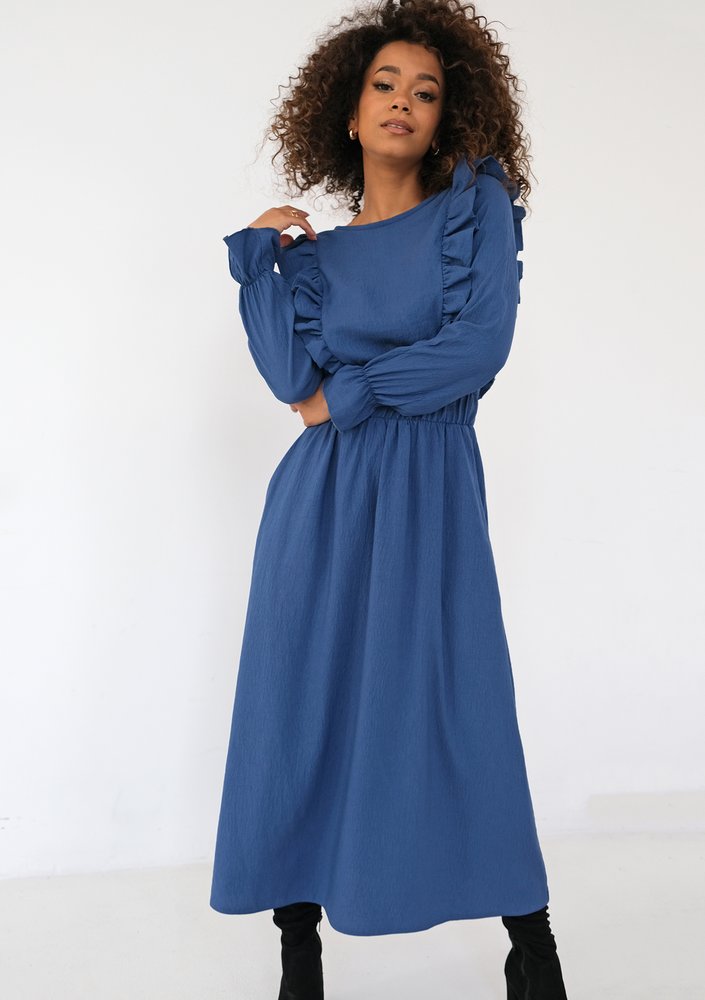 Olena - Blue midi dress with frills