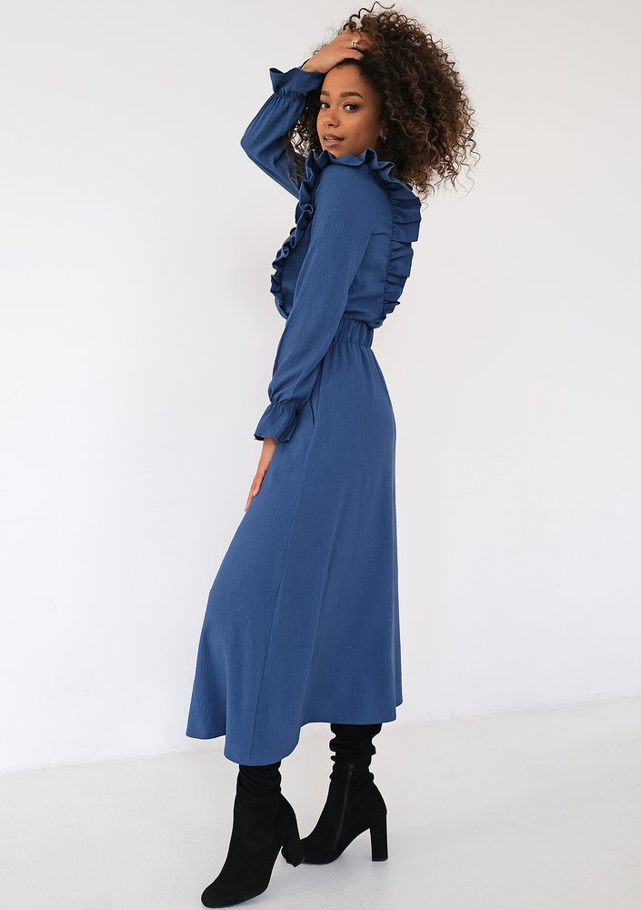 Olena - Blue midi dress with frills