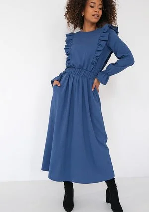 Olena - Blue midi dress with frills