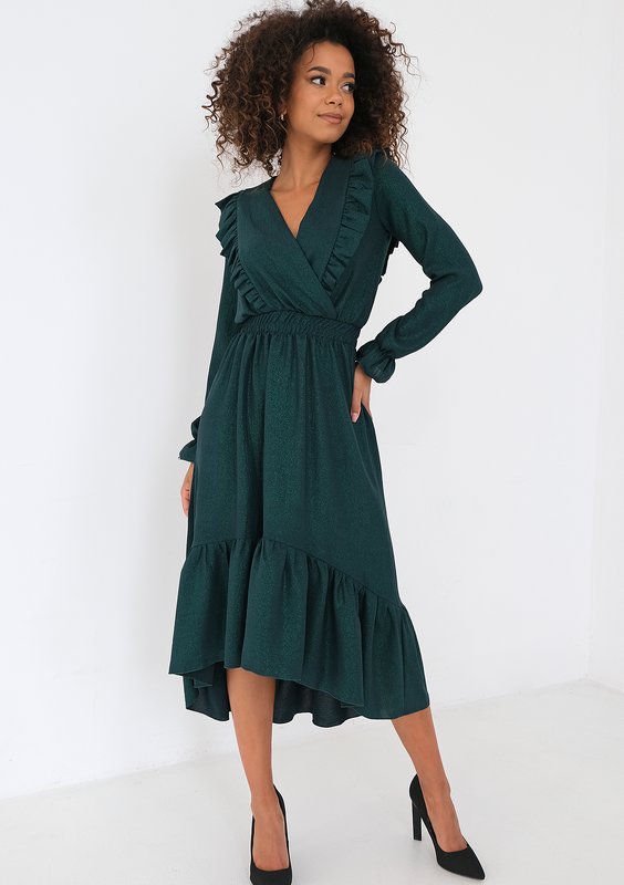 Verena - Green midi dress with frills