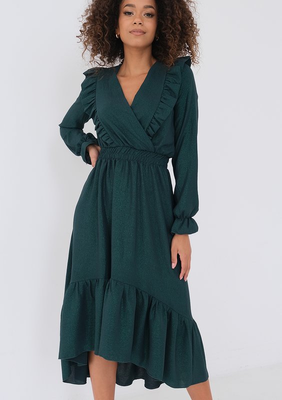 Verena - Green midi dress with frills