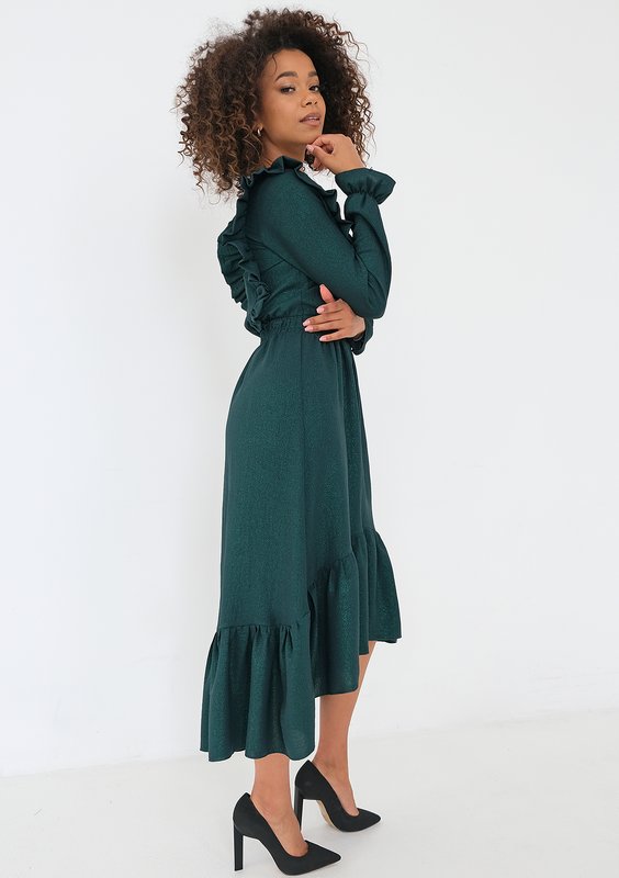 Verena - Green midi dress with frills