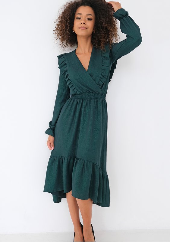 Verena - Green midi dress with frills