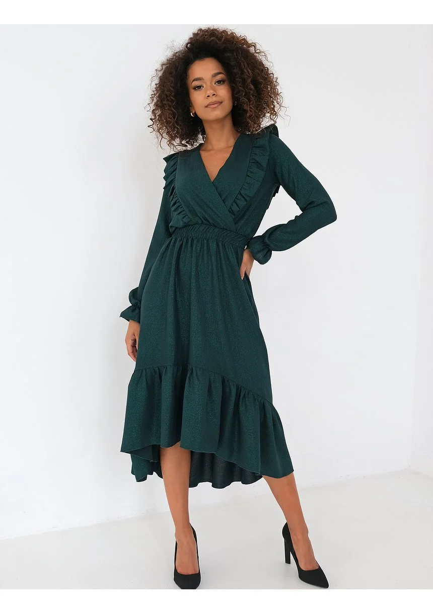 Verena - Green midi dress with frills