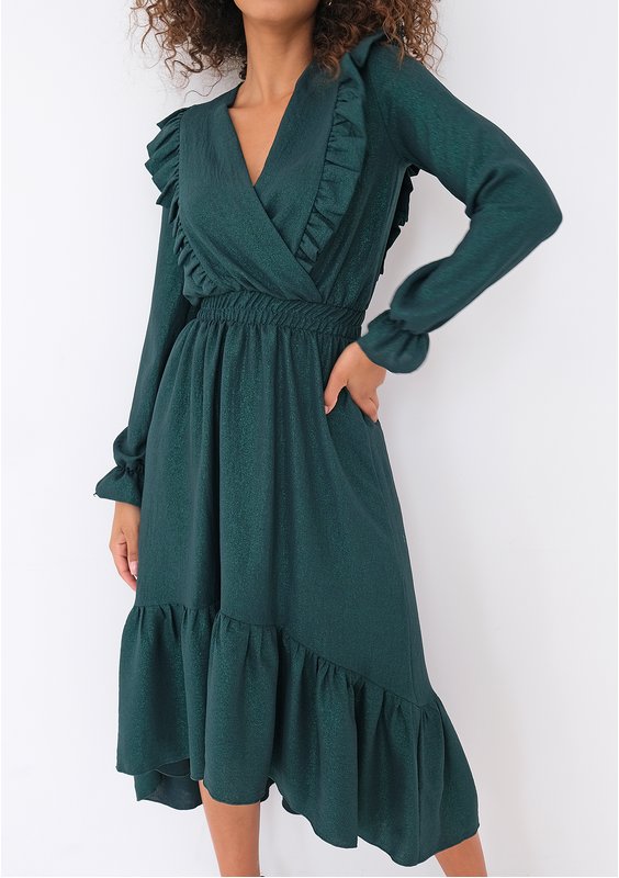 Verena - Green midi dress with frills