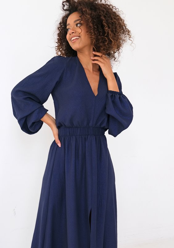 Adele - Sukienka maxi z połyskiem Granatowa