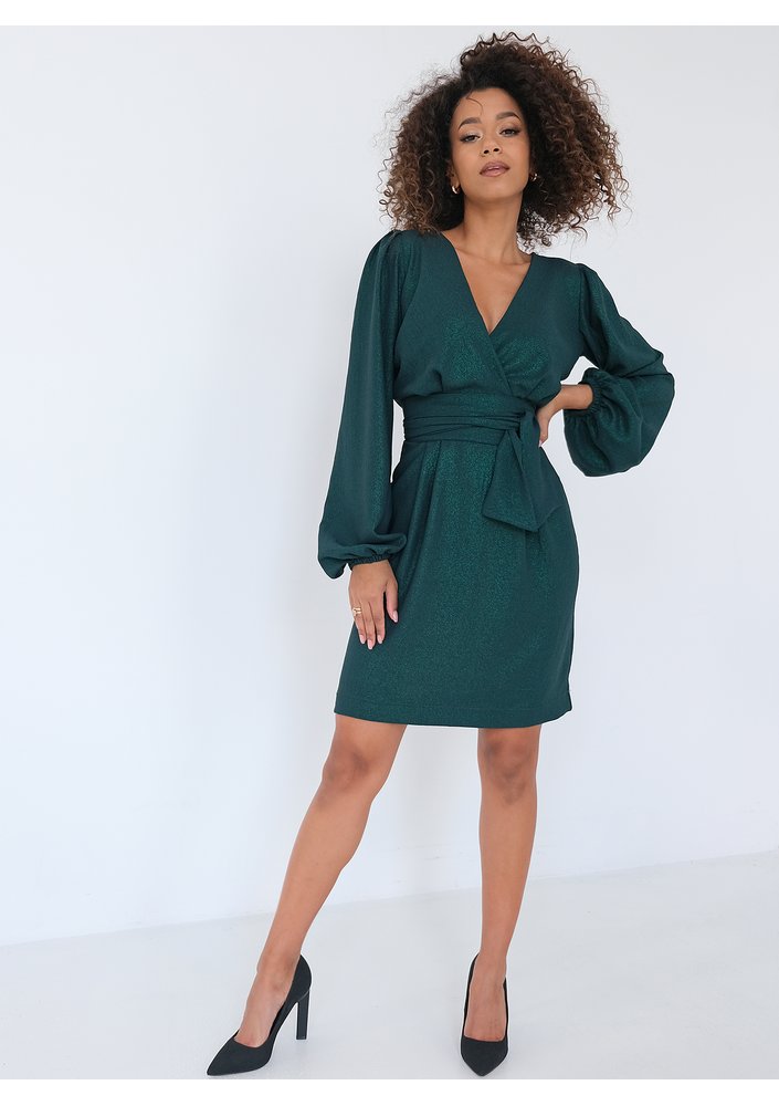 Noemi - Sukienka mini z połyskiem Zielona