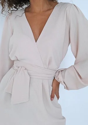 Noemi - Shiny beige mini dress