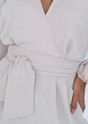 Noemi - Shiny beige mini dress