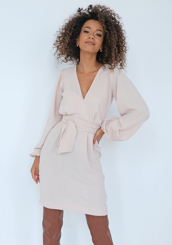 Noemi - Shiny beige mini dress