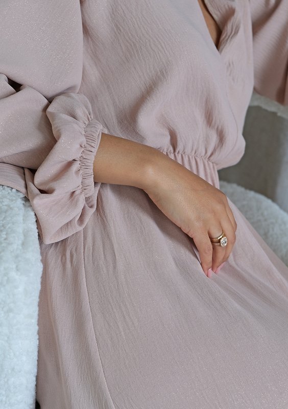 Adele - Shiny beige maxi dress