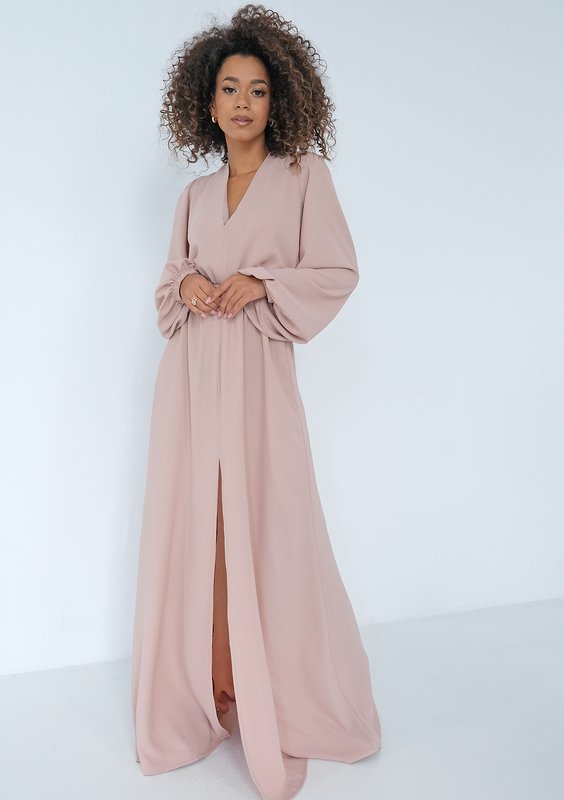 Adele - Shiny beige maxi dress