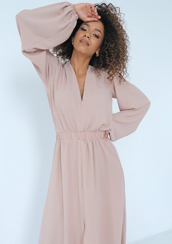 Adele - Sukienka maxi z połyskiem Beżowa