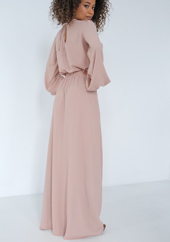 Adele - Shiny beige maxi dress