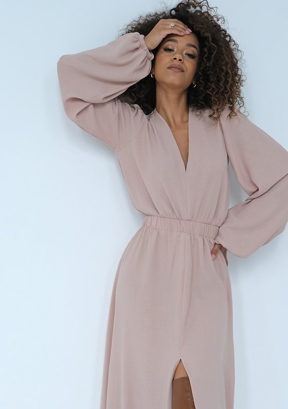 Adele - Shiny beige maxi dress