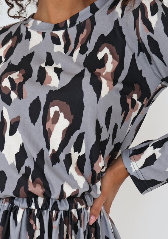 Sara - Grey spotted mini dress