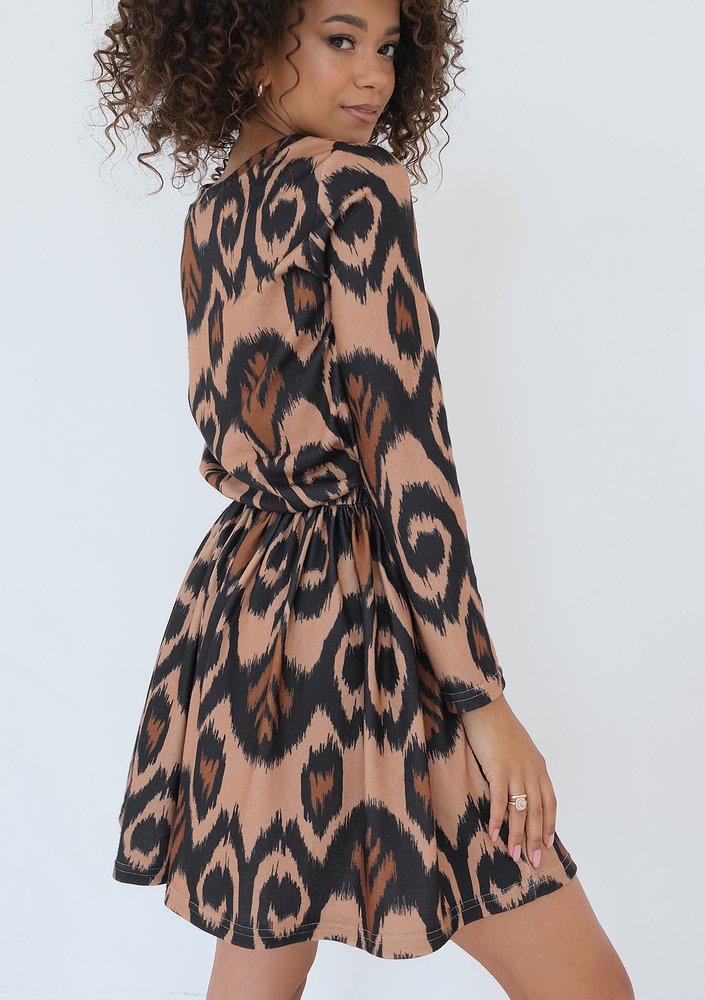 Sara - Sukienka mini boho Brązowa