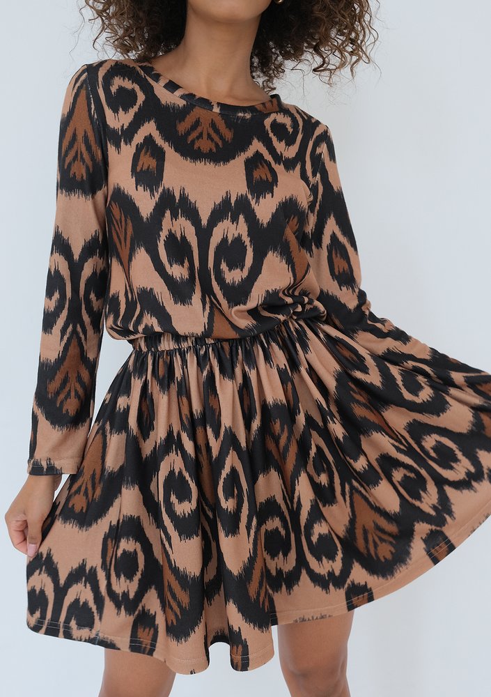 Sara - Sukienka mini boho Brązowa