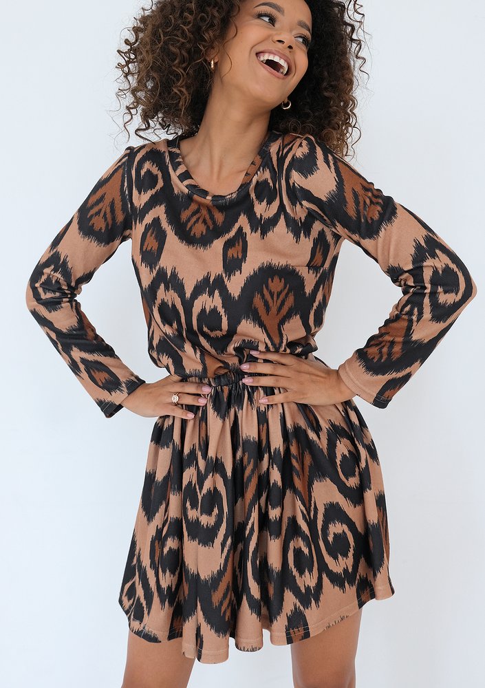 Sara - Sukienka mini boho Brązowa