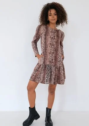 Matea - Sukienka z falbanką Snake Print