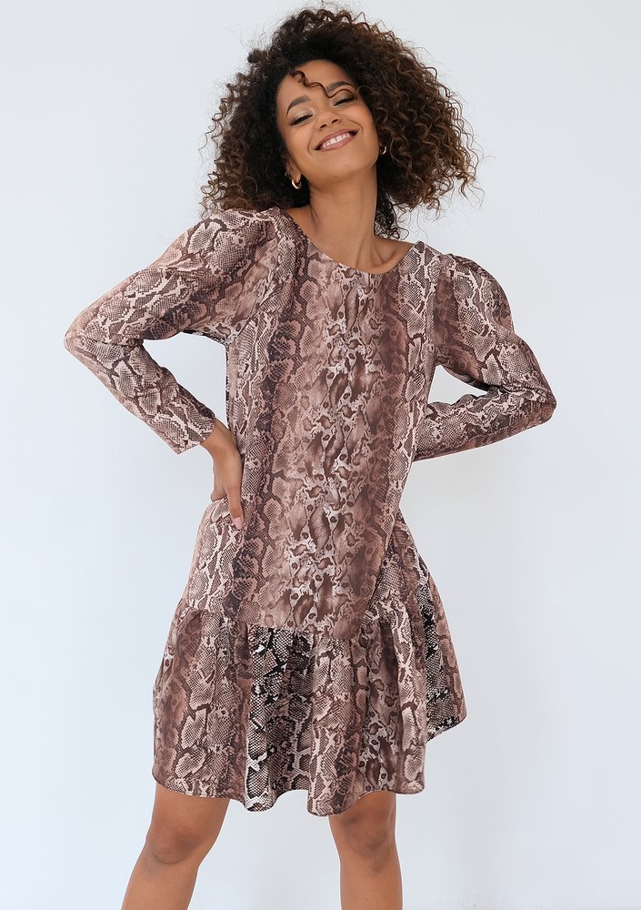 Matea - Snake printed dress with a frill