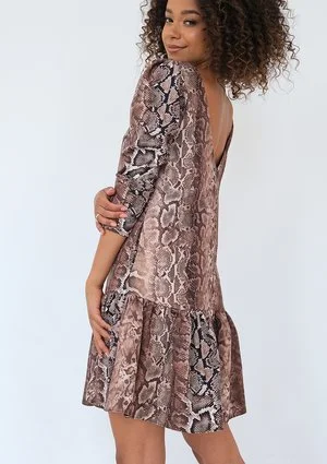 Matea - Sukienka z falbanką Snake Print