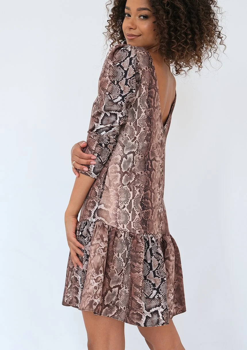 Matea - Snake printed dress with a frill