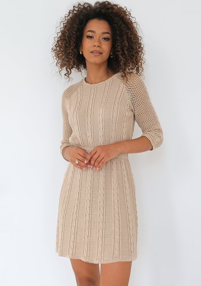 Dafne - Beige knitted mini dress