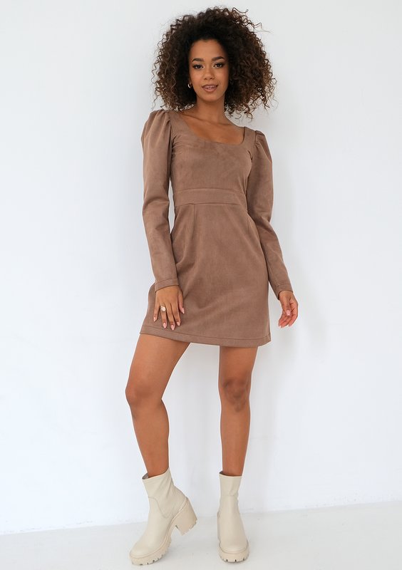 Sana - Brown mini eco suede dress
