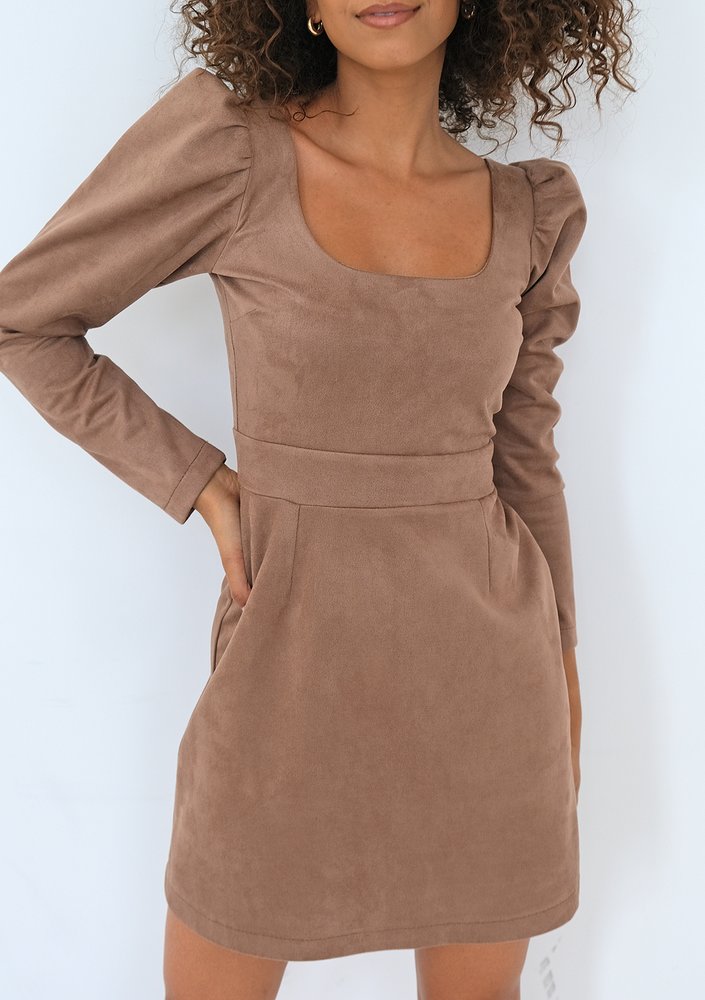 Sana - Brown mini eco suede dress