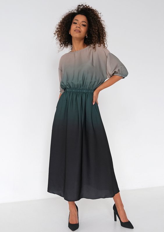 Elmia - Sukienka midi Ombre Green
