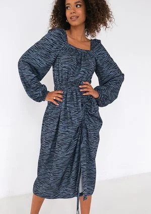 Irma - Blue zebra printed midi dress