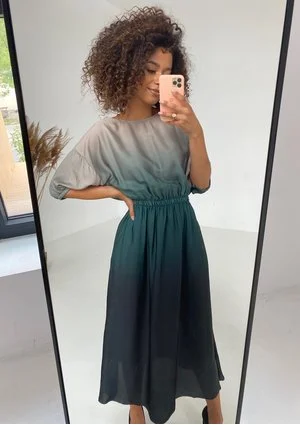 Elmia - Green gradient midi dress