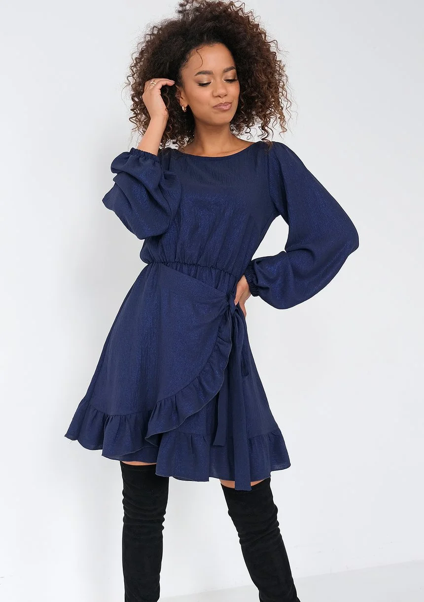 Lola - Shiny navy blue dress