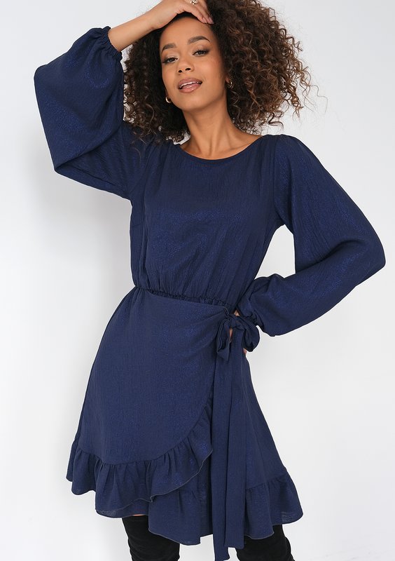 Lola - Shiny navy blue dress