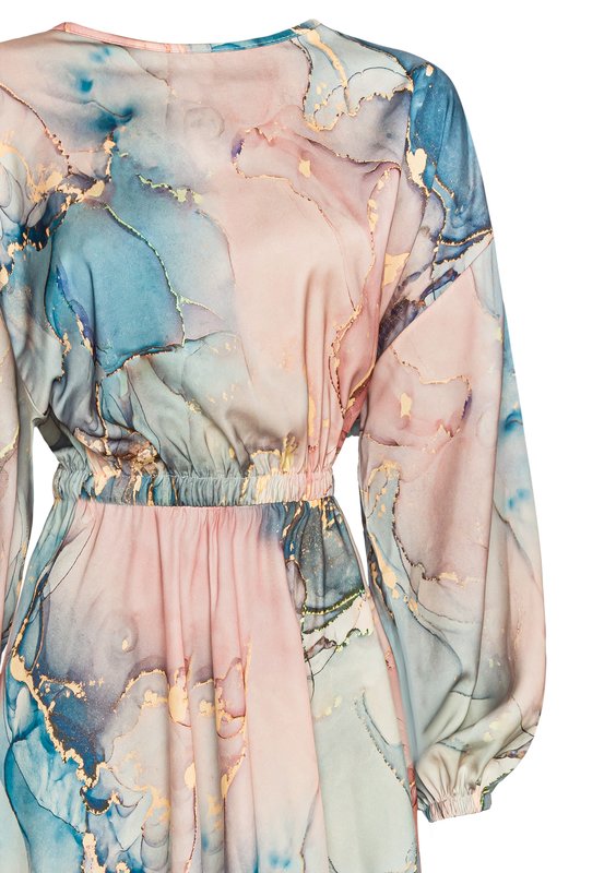 Midi satin dress Pink Marble