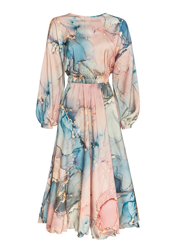 Midi satin dress Pink Marble